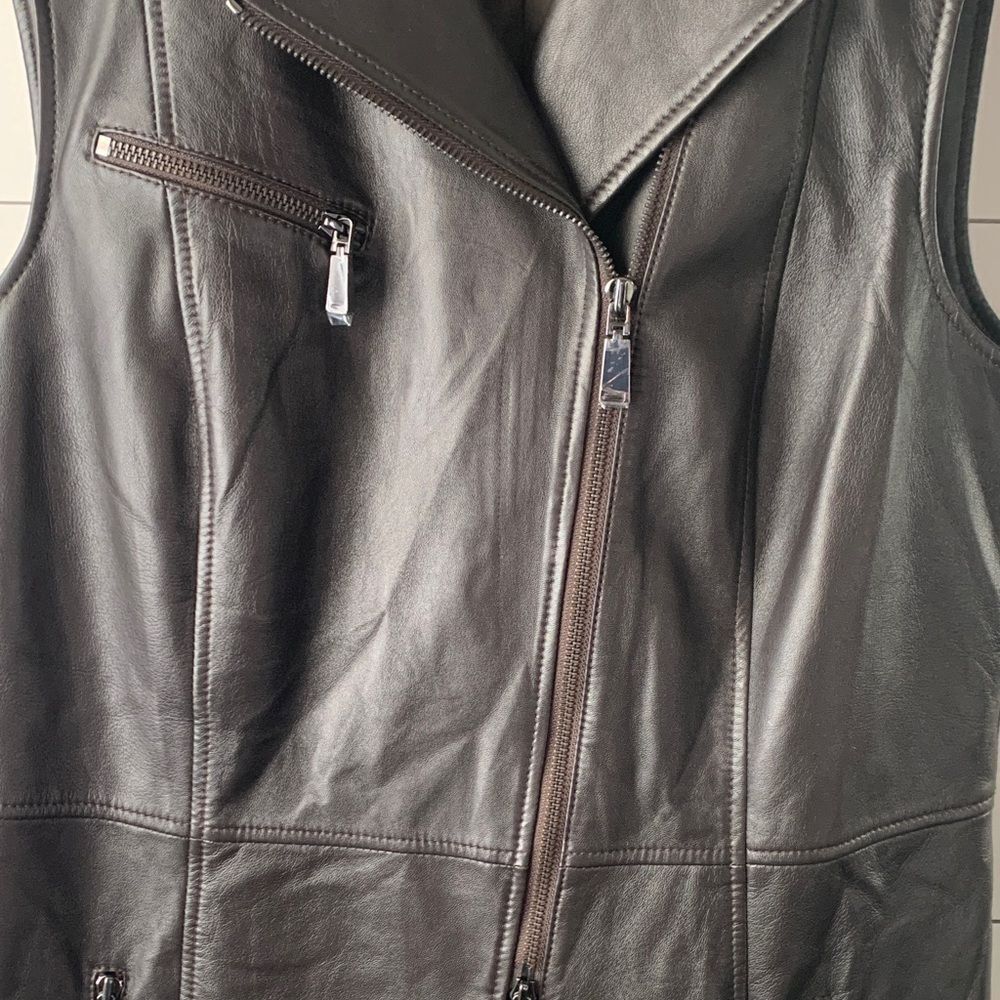 Worth New York dark chocolate brown Leather Moto Vest – Size 10 (NWOT) - Picture 3 of 10